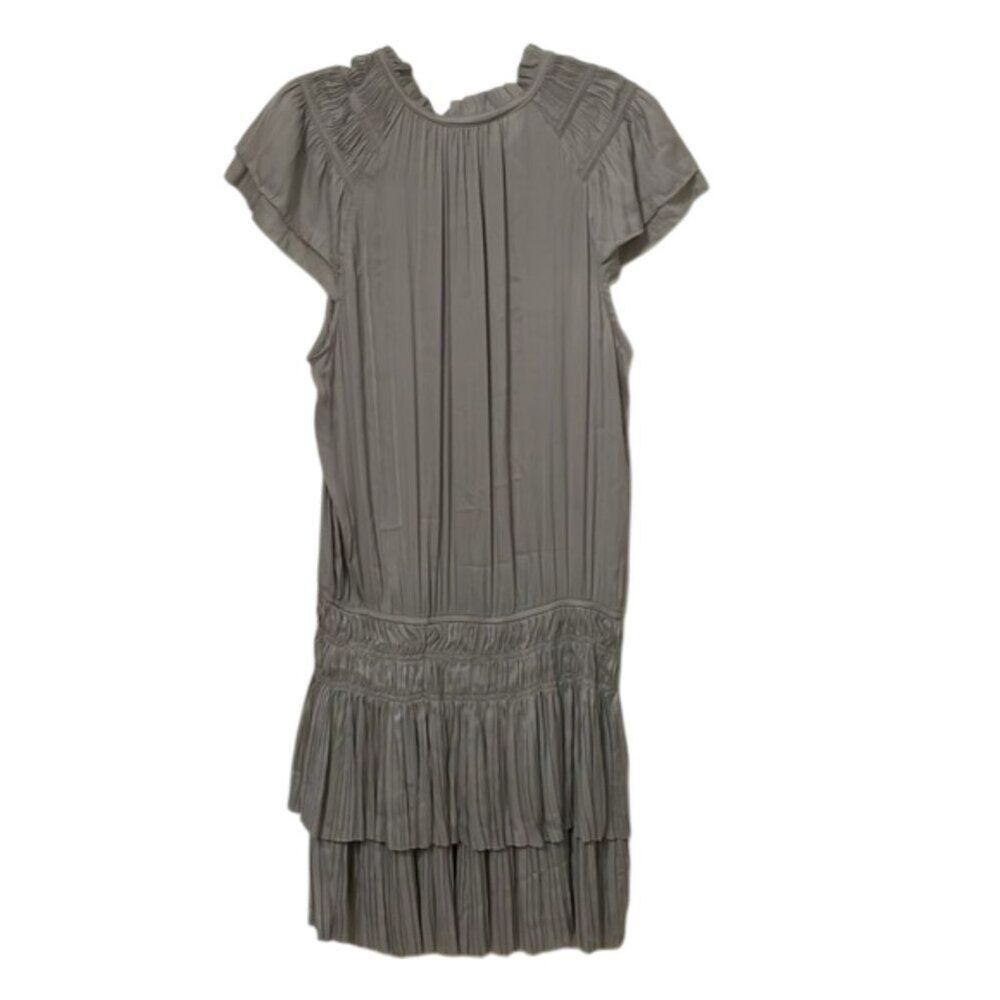 Current Air Gray Split Neck Flutter Sleeve Smocke… - image 5